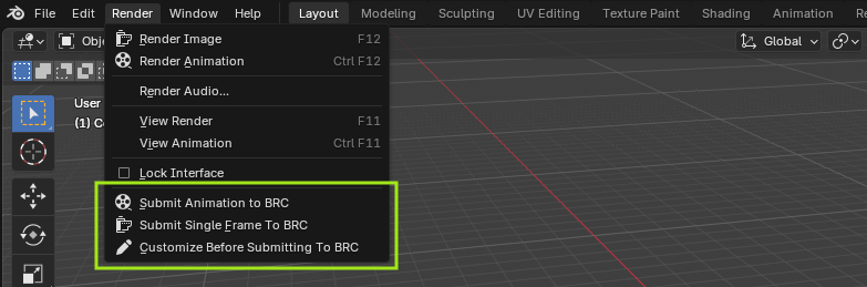 Blender Render Menu