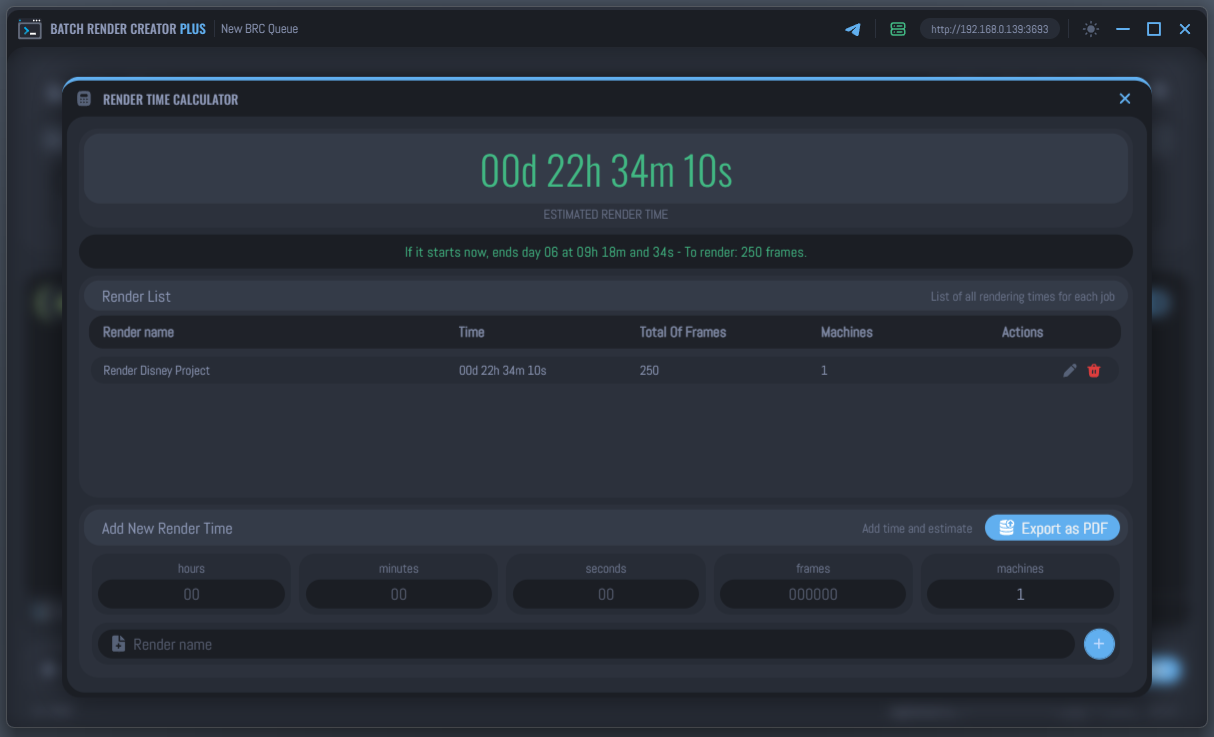 Render Time Calculator