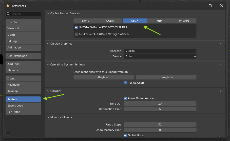 Blender Set GPU