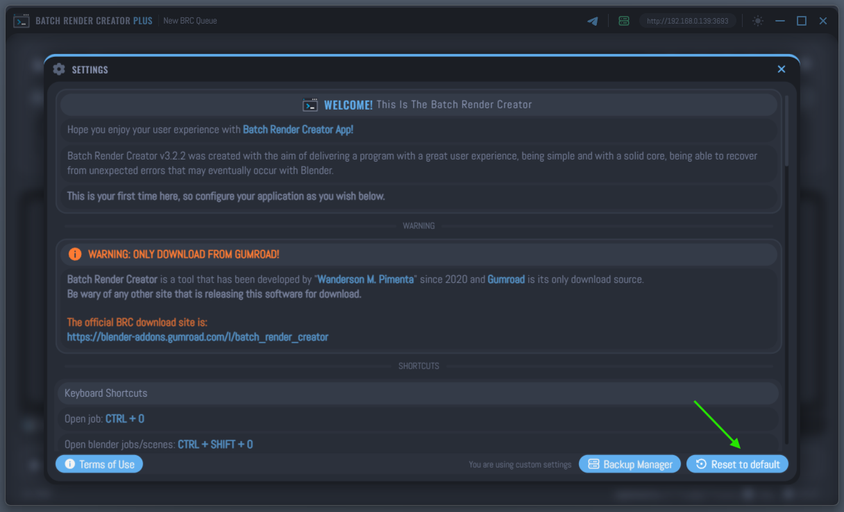 Reset to Default Button